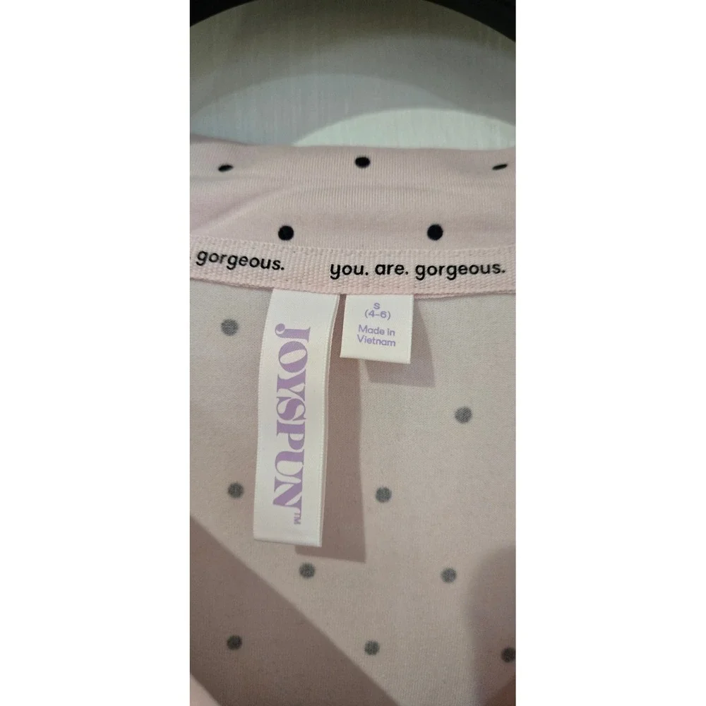 Joyspun Pajama Set Womens Small S 4-6 Pink NWT Polka Dot Notch Collar Capri 2PC